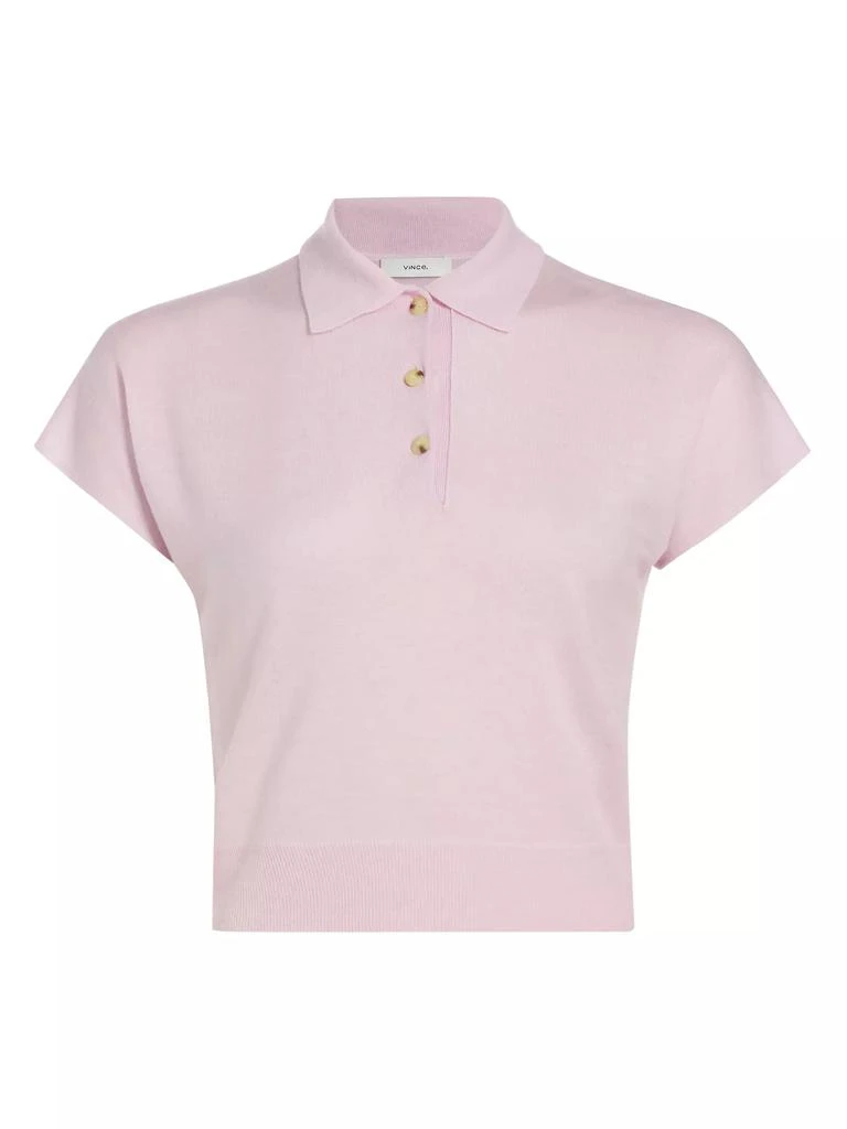 Vince Cap-Sleeve Knit Polo Shirt 1