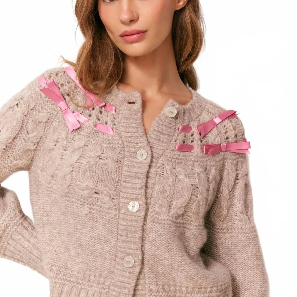 LOVESHACKFANCY Clementian Cardigan In Oatmeal