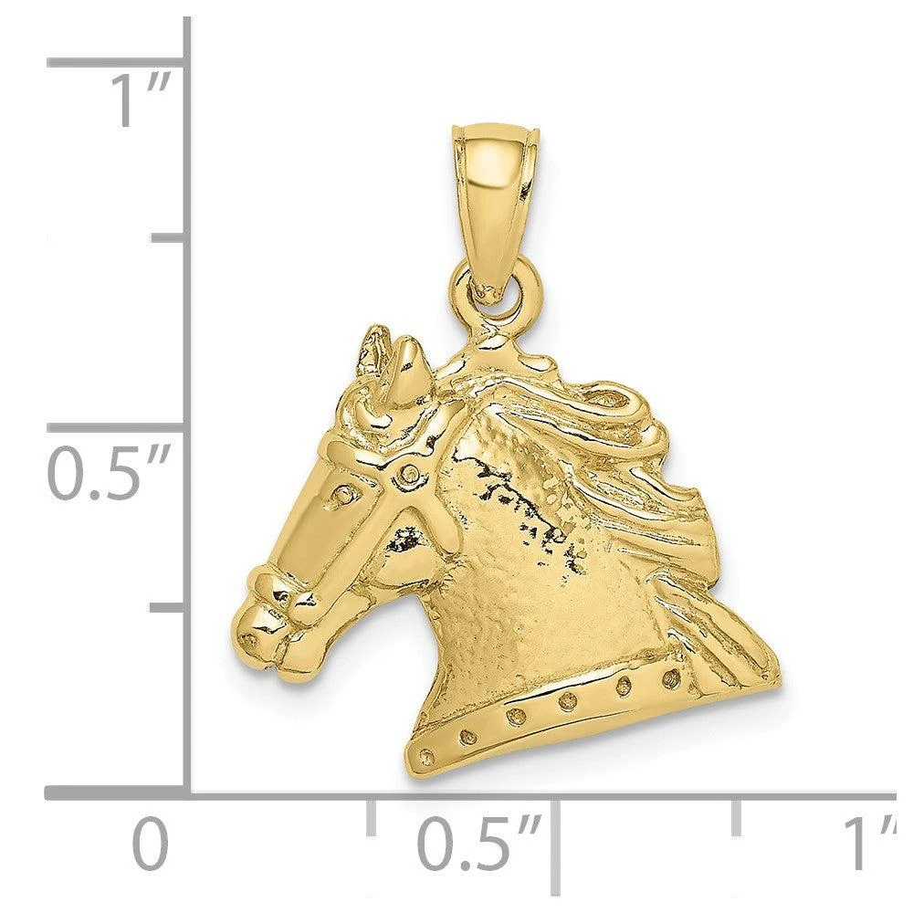 Diamond2Deal 10k Yellow Gold Textured Horse Head Charm Pendant 3