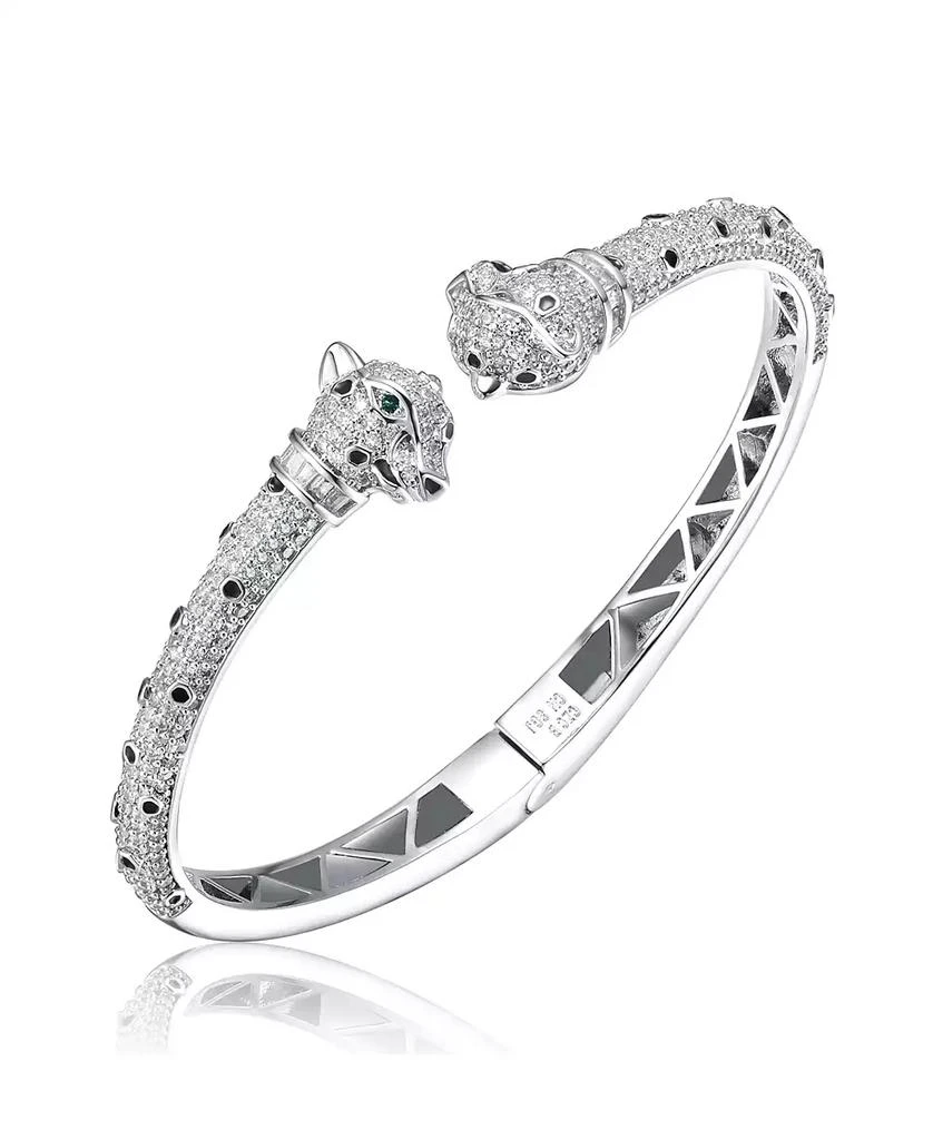 Rachel Glauber Cubic Zirconia White Gold Plated Fauna Bangle Bracelet