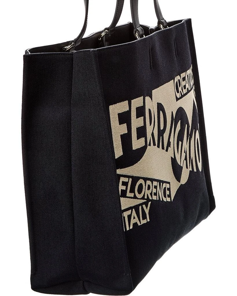 Salvatore Ferragamo Ferragamo Logo Large Leather-Trim Tote 3