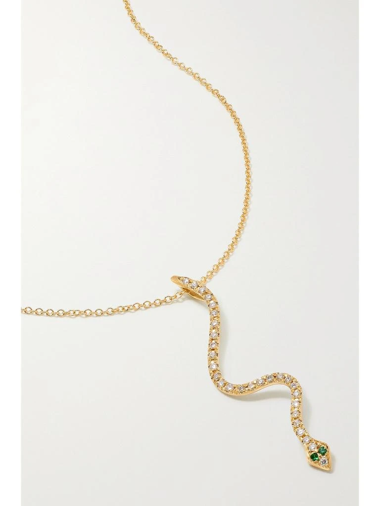 Ileana Makri Lucky Snake 18k 黄金、钻石、沙弗莱石项链 1