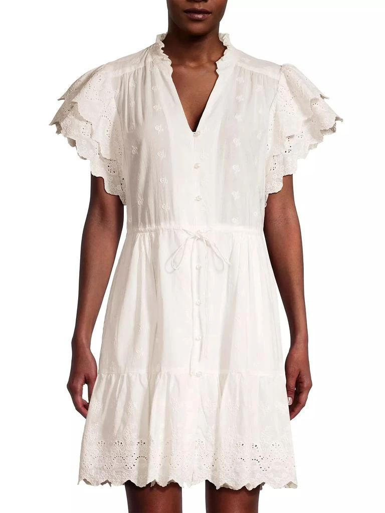 Birds of Paradis Iris Eyelet Minidress 3