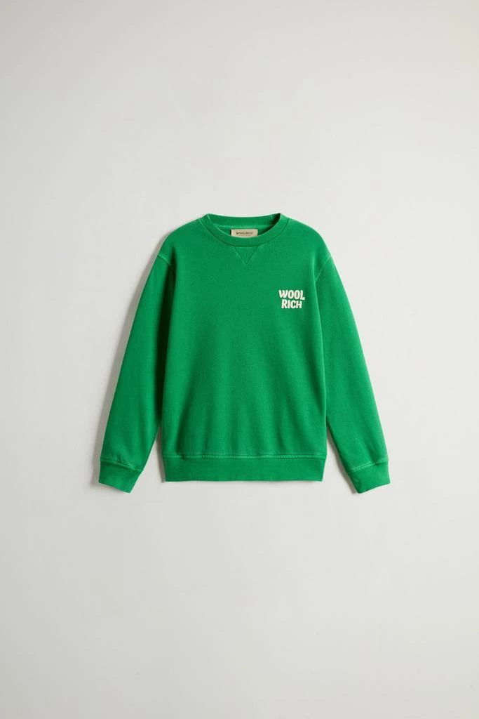 Woolrich Boys’ Garment-Dyed Pure Cotton Crewneck Sweatshirt - Boys - Green 1