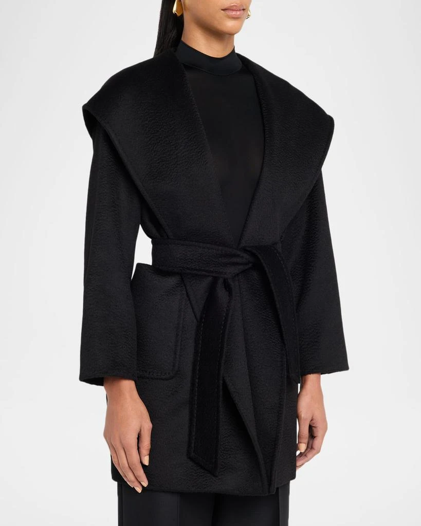 Max Mara Rialto Camel Hair Belted Short Hooded Coat 4