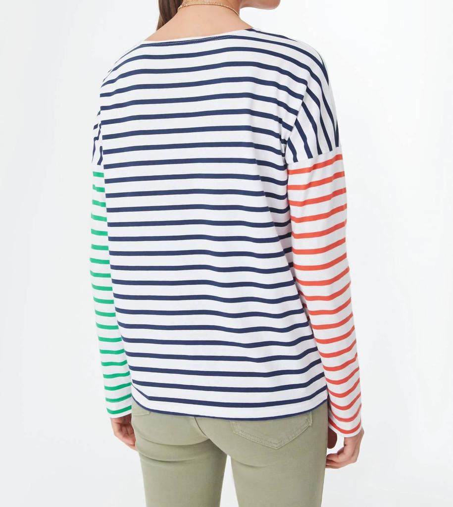 Saint James Mariniere Carolles Long Sleeve Tee In Navy Stripe