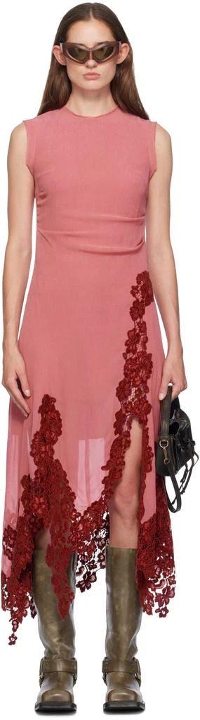 Acne Studios Pink Lace Trim Midi Dress - Dresses & Skirts - Free Shipping -  BeyondStyle