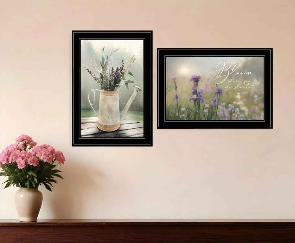 Hivvago Set Of Two Bloom Where You are Planted 2 Black Framed Print Wall Art