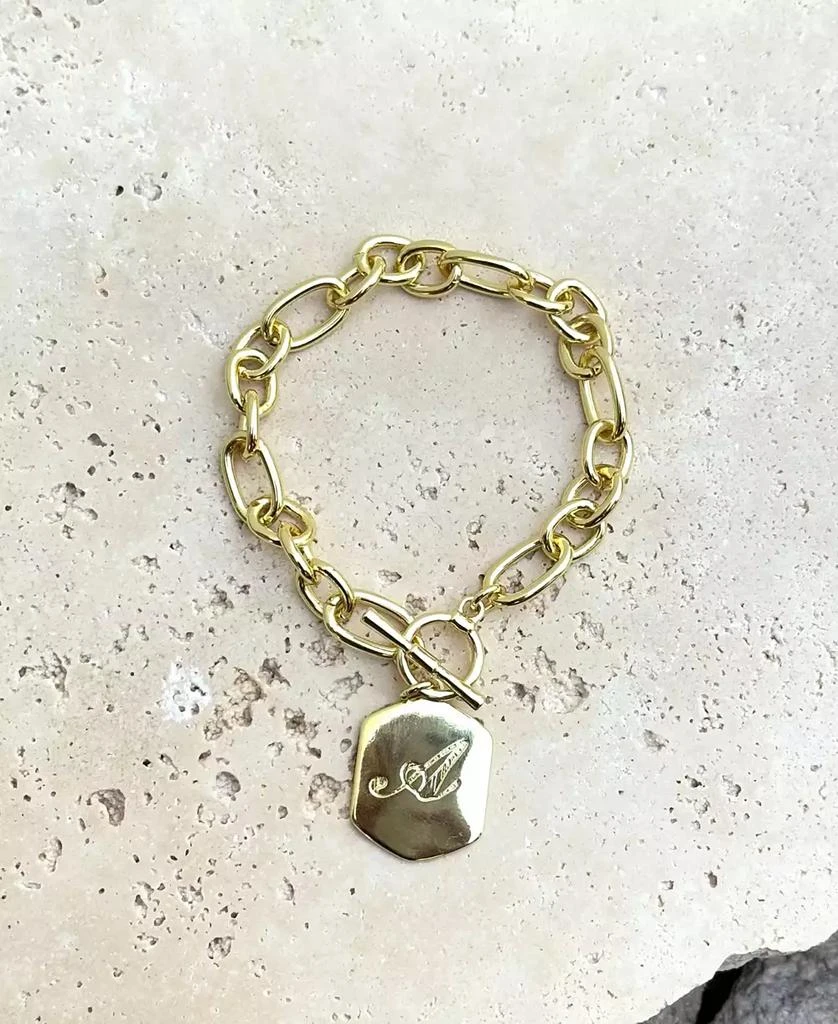 ADORNIA Gold Monogram Initial Chunky Toggle Bracelet 3