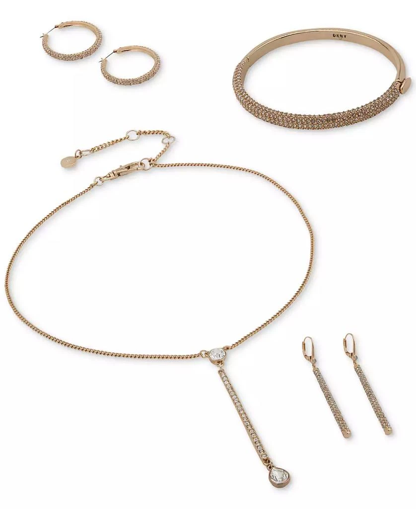DKNY Gold-Tone Crystal Pavé Medium Medium Hoop Earrings 3
