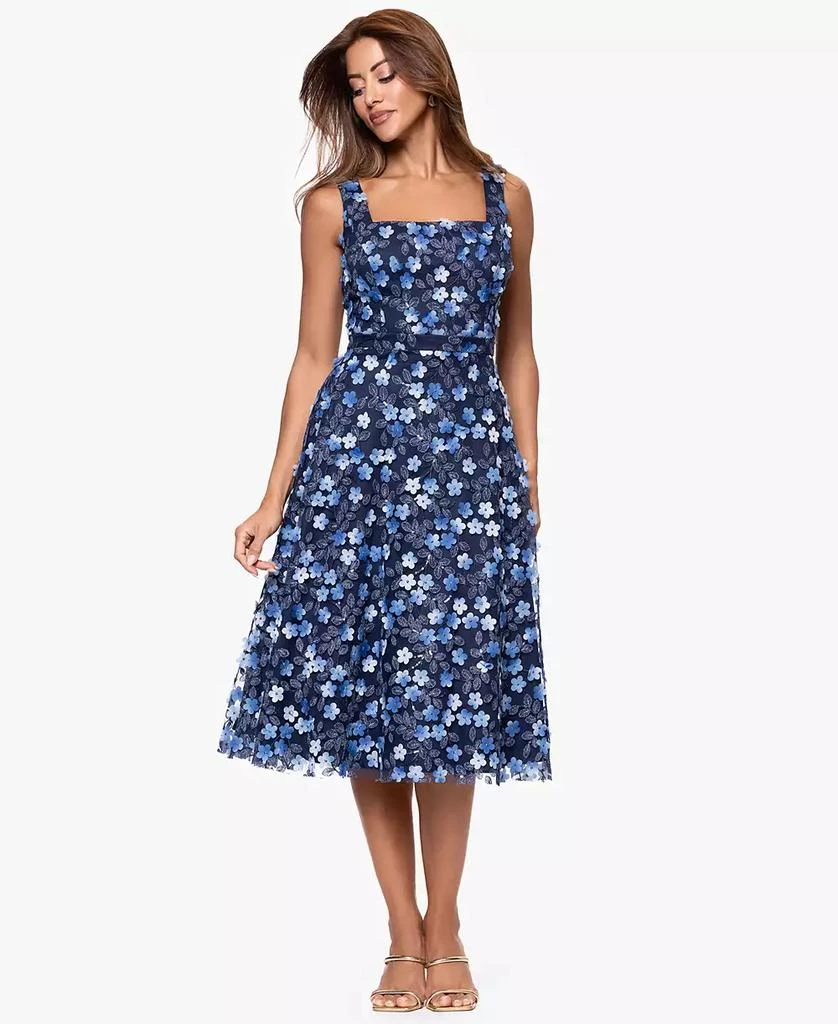 XSCAPE Women
s Printed Square-Neck Sleeveless Dress 1