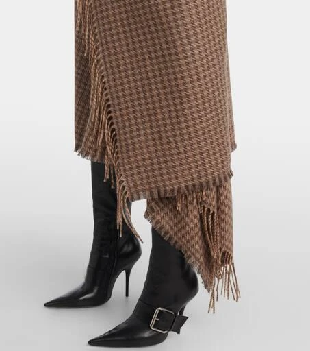 Balenciaga Houndstooth wool-blend wrap skirt 5
