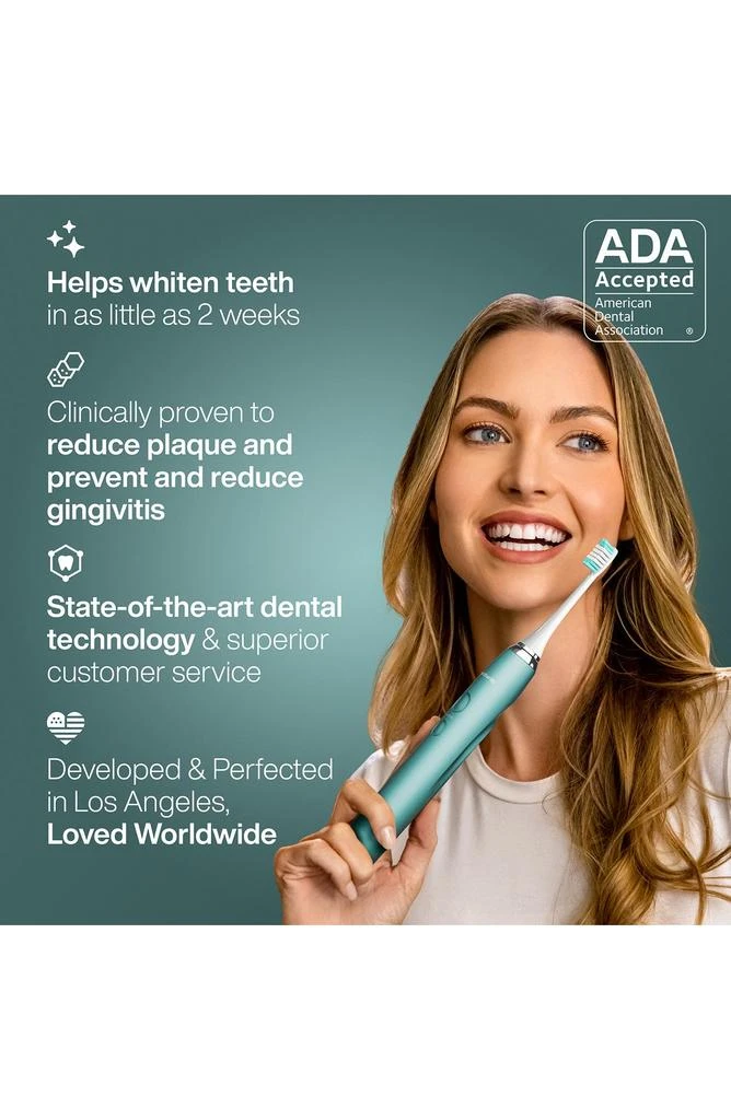 AquaSonic VIBE SERIES Mint Green UltraSonic Whitening Toothbrush with 8 DuPont Brush Heads & Travel Case 3