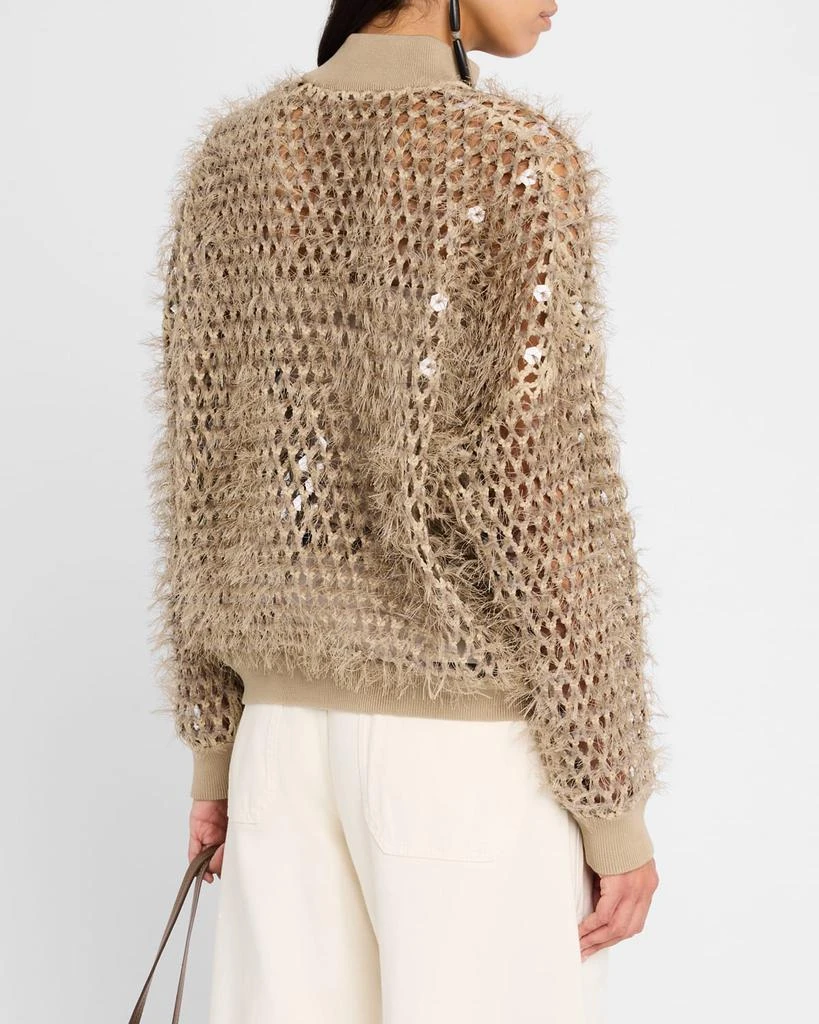 Brunello Cucinelli Mosaic Sequin Embroidered Net Knit Zip Jacket 3