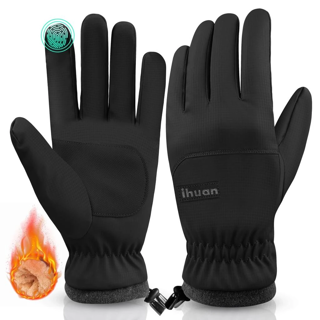 ihuan ihuan Winter Waterproof Ski Gloves Men Women, Snow Warm Cycling Cold Weather, Driving Biking Running 1