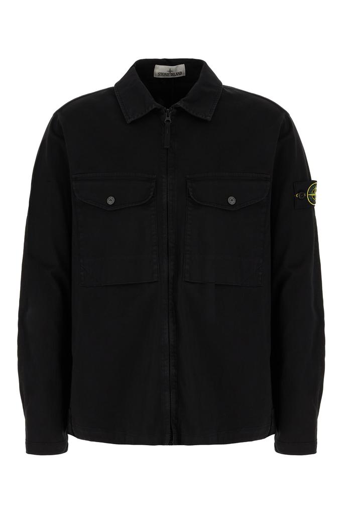 Stone Island Black Stretch Cotton Shirt