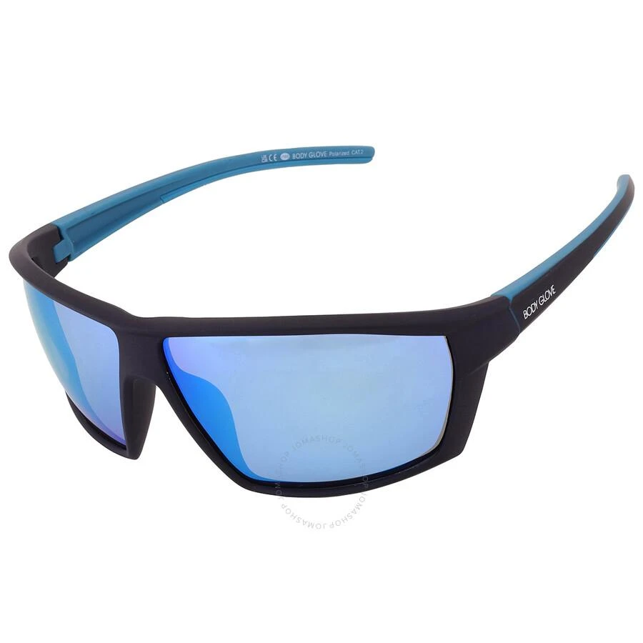 Body Glove BG 25 418 Polarized Blue Mirror Wrap Unisex Sunglasses 10270154.CGR BLKGRN 3