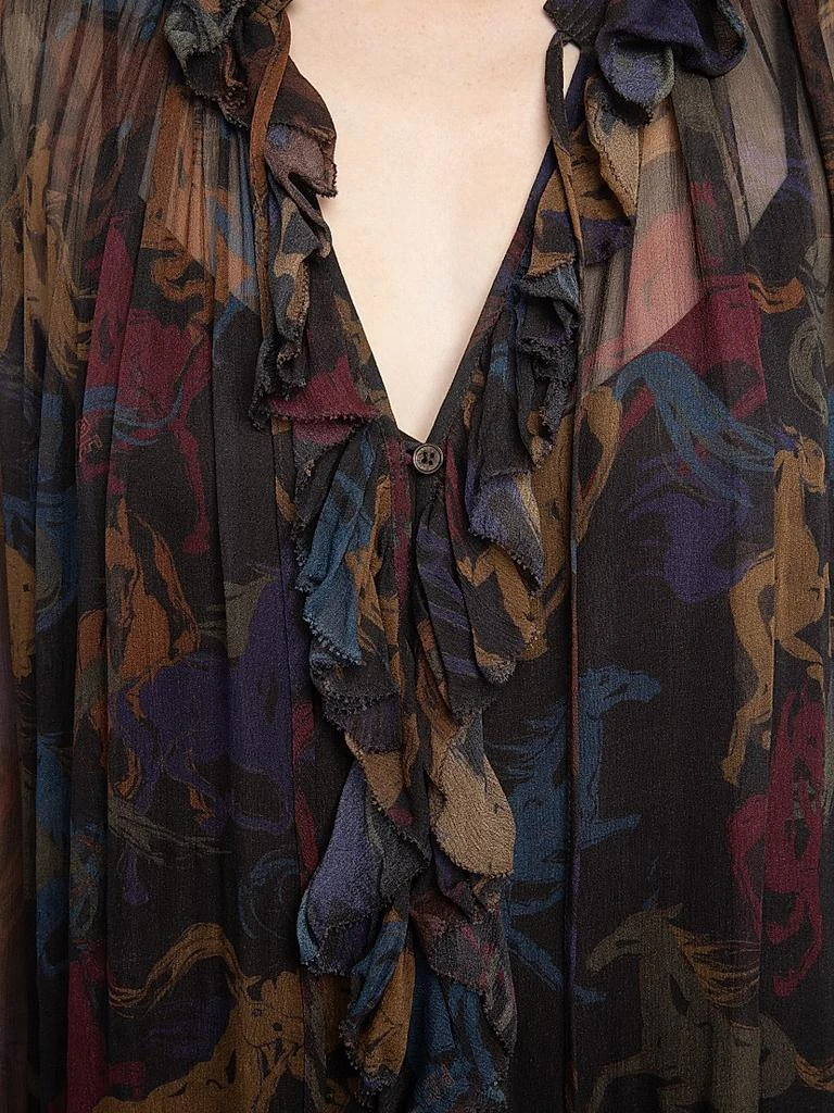 chinese dress ladies Old Town Road Running Horse Mesh Button Down Maxi Dress Overlay &/or Duster Cardigan Small
