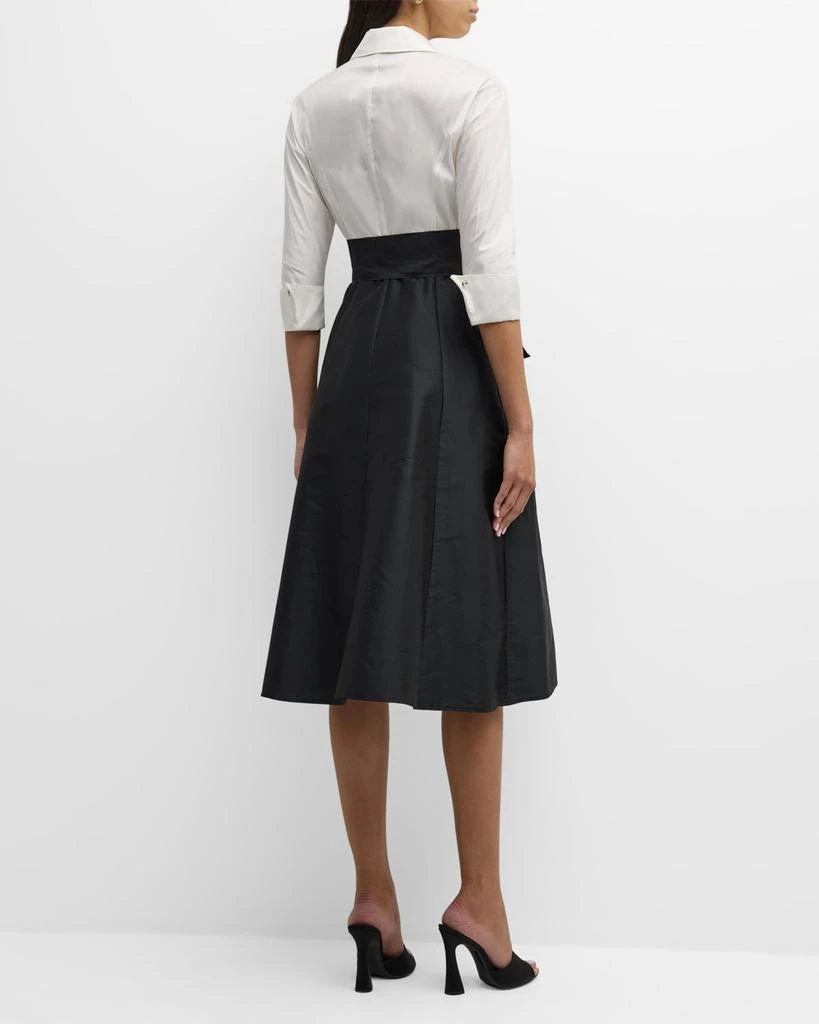 Teri Jon Two-Tone 3/4-Sleeve Taffeta Shirtdress 5