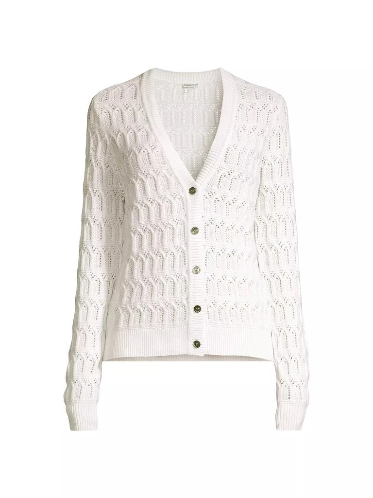 Minnie Rose Cotton-Cashmere Pointelle Cardigan 1