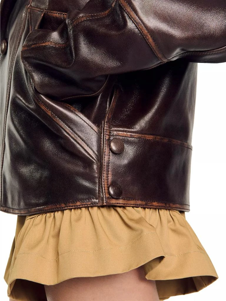 Sandro Oversized Leather Jacket 5