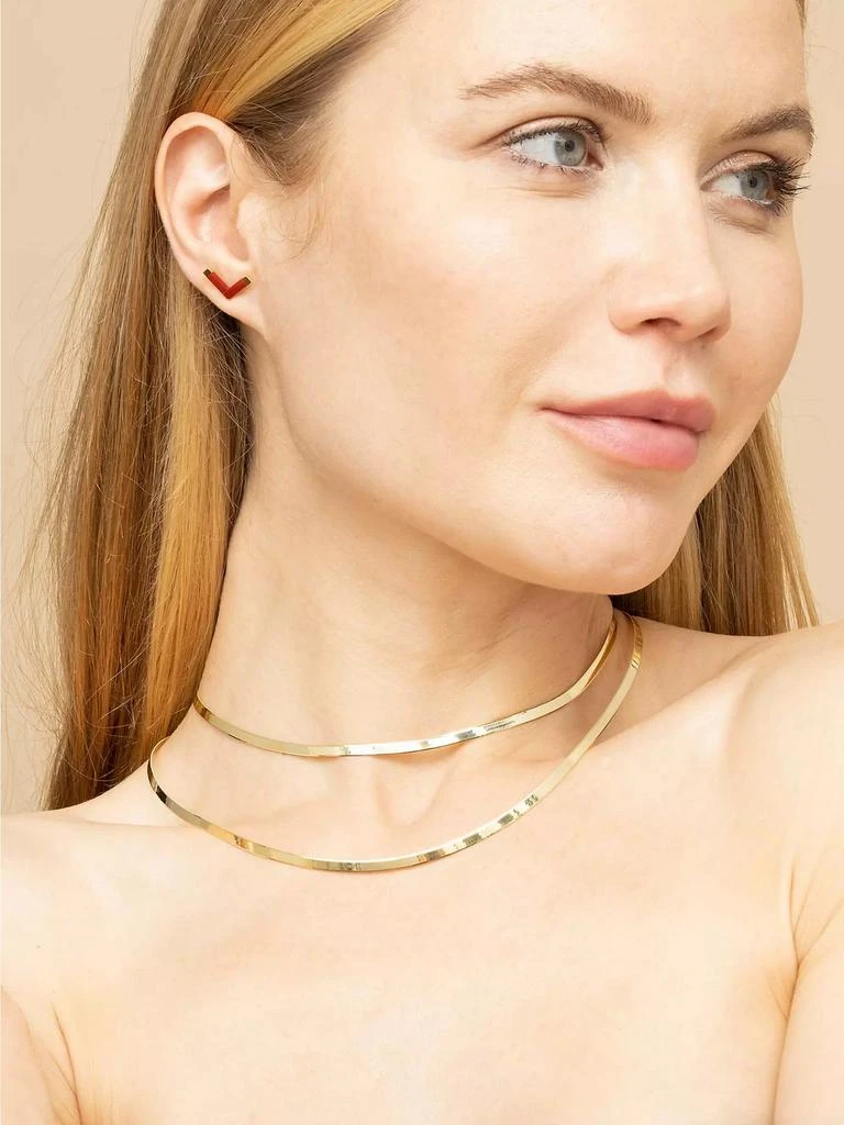 Oradina 14K Yellow Solid Gold Park Avenue Bold Herringbone Choker 4