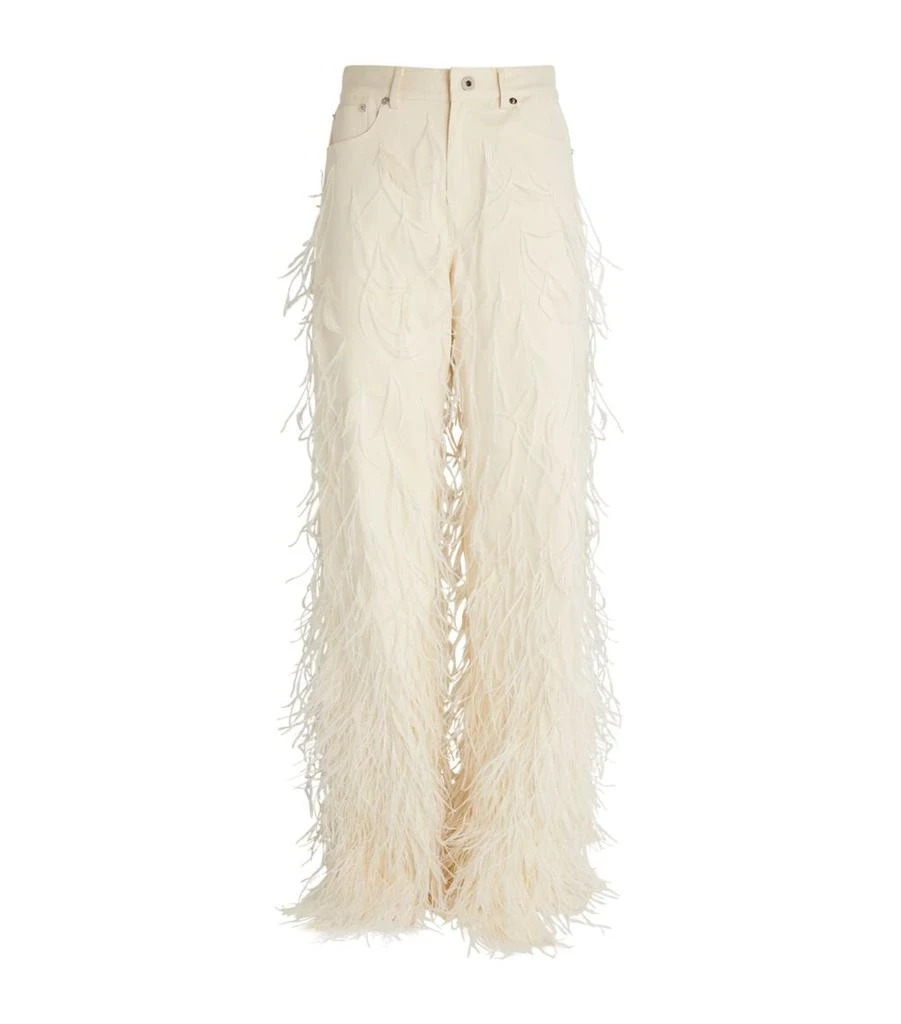LAPOINTE Feather-Trim Straight Jeans 1