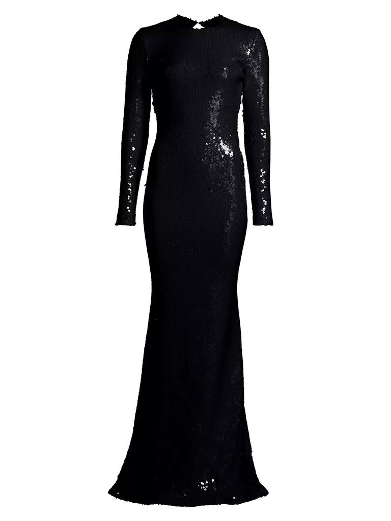 Sergio Hudson Sequin Open-Back Trumpet Gown