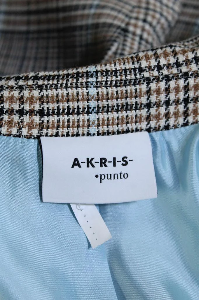 Akris Womens Double Breasted Glen Plaid Jacket Brown Multi Wool 5