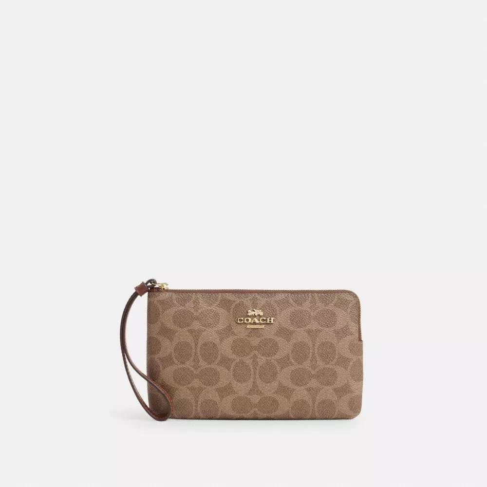 Coach Large Corner Zip Wristlet In Signature Canvas 1