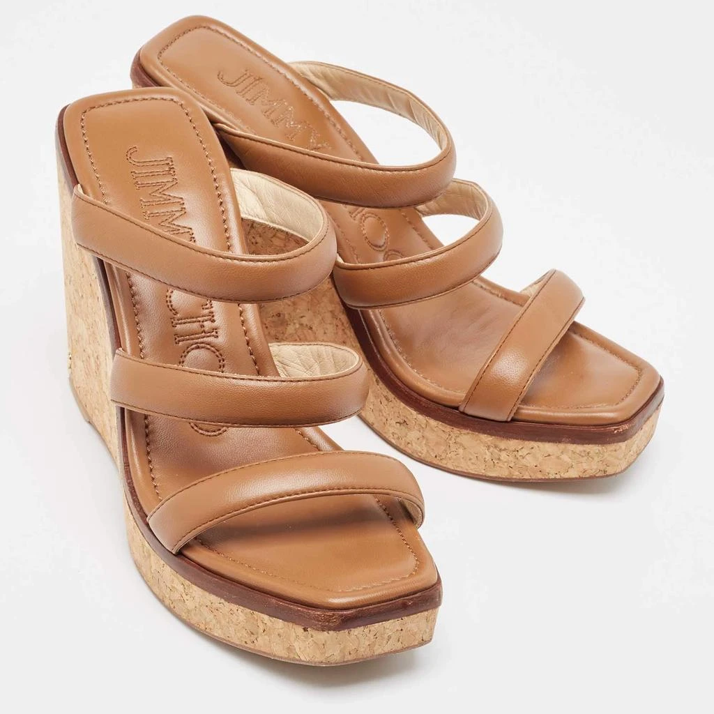 Jimmy Choo Jimmy Choo Brown Leather Athenia Wedge Sandals Size 39 4