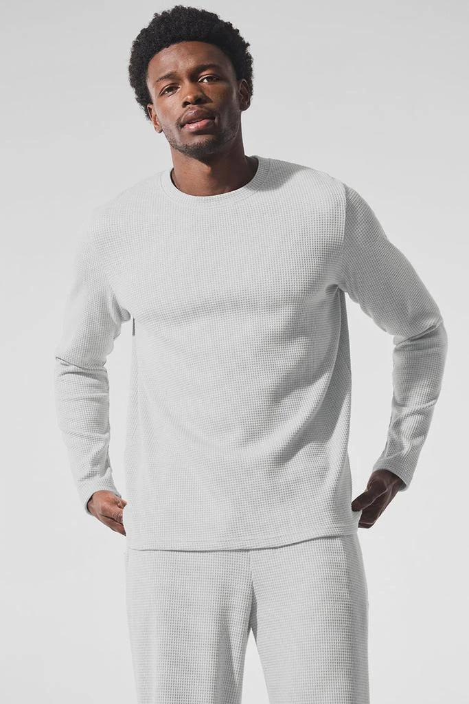 Alo Elevate Waffle Long Sleeve Crew - Athletic Heather Grey 1