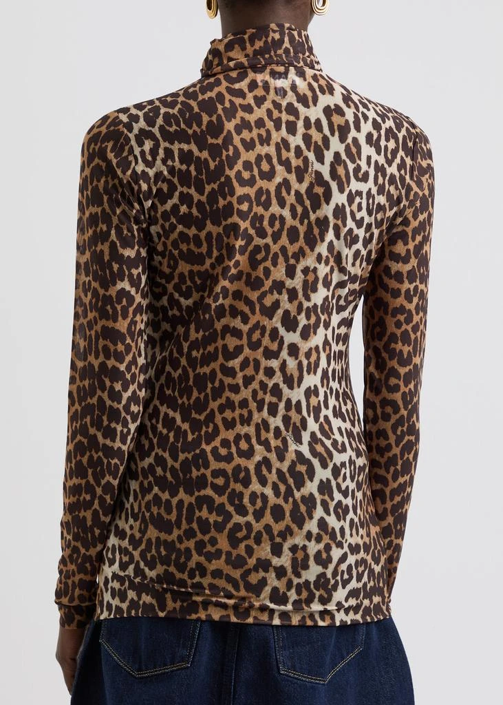 Ganni Leopard-print stretch-tulle top  3
