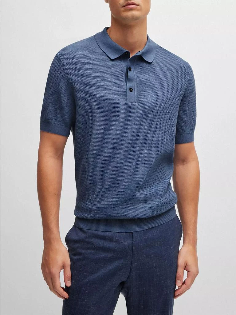 Hugo Boss Regular-Fit Polo Sweater with Mixed Structures 3