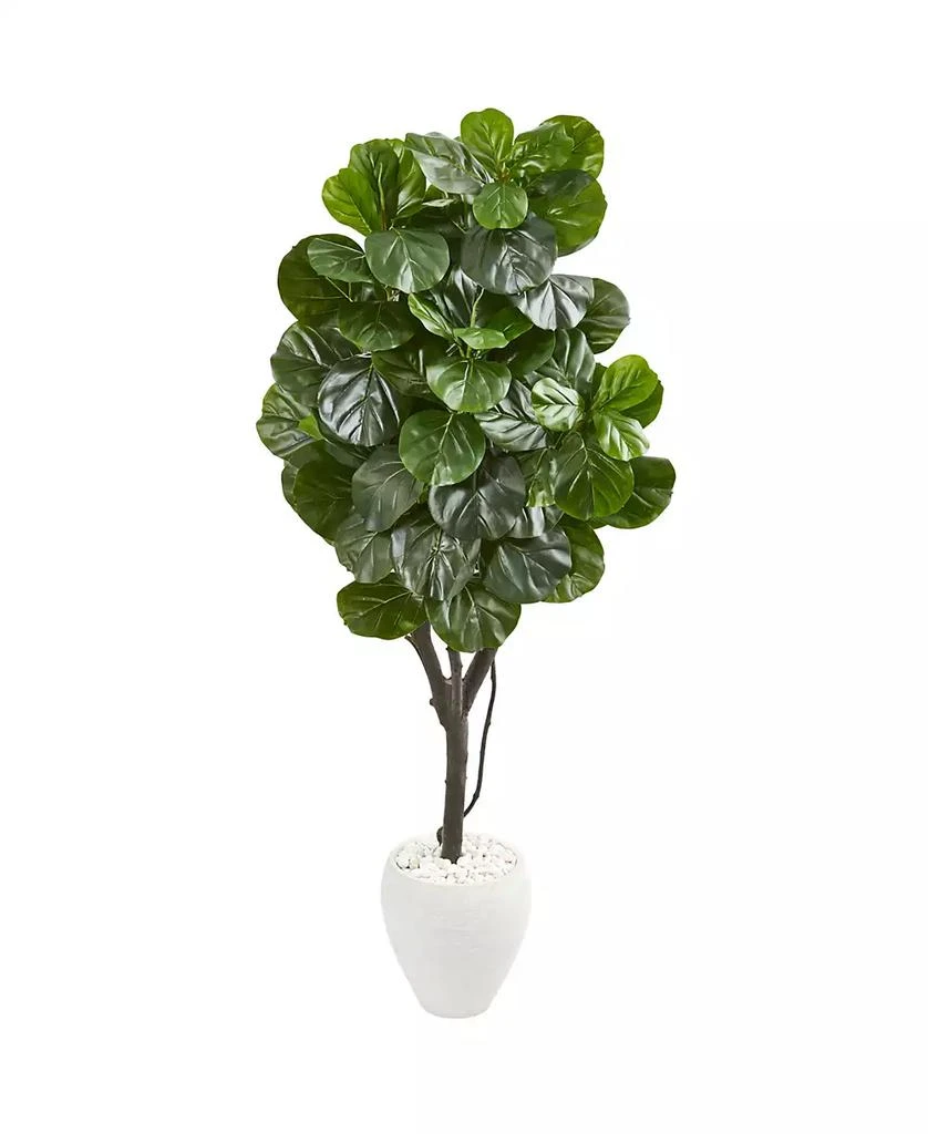NEARLY NATURAL 68” Fiddle Leaf Fig Artificial Tree in White Planter