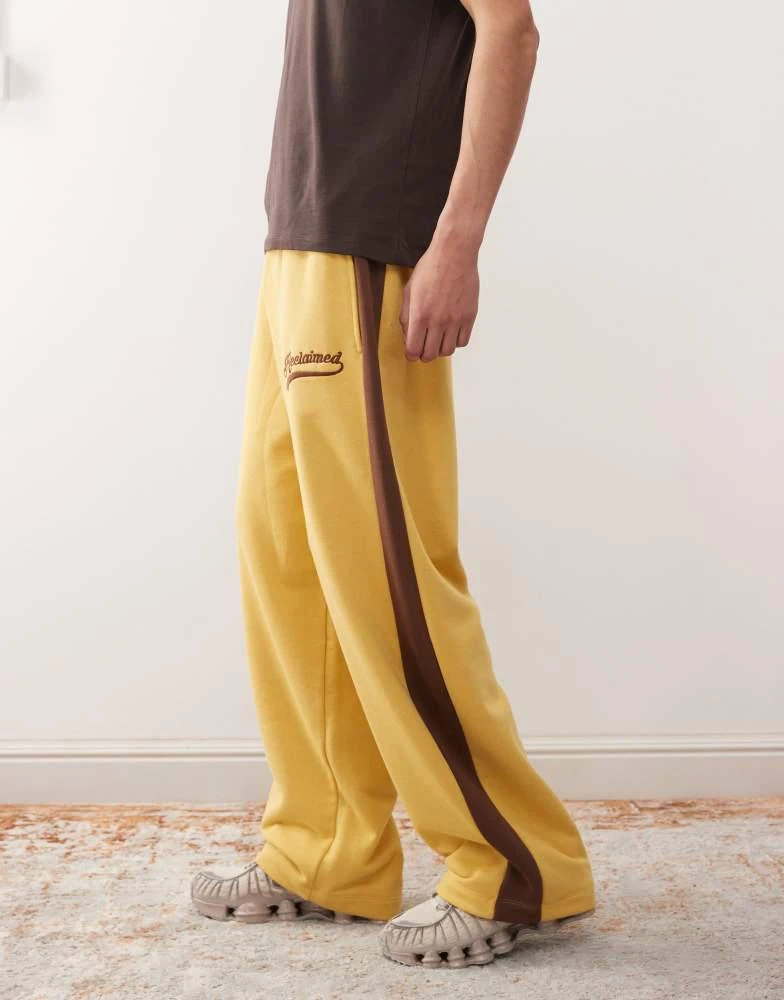 Reclaimed Vintage Reclaimed Vintage heavyweight wide leg jogger in mustard with brown side stripe 2