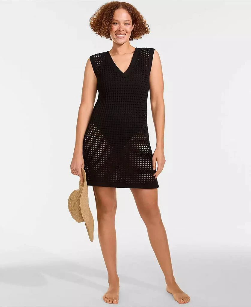 Lands
End Women
s Open Knit Cover-up Dress 4