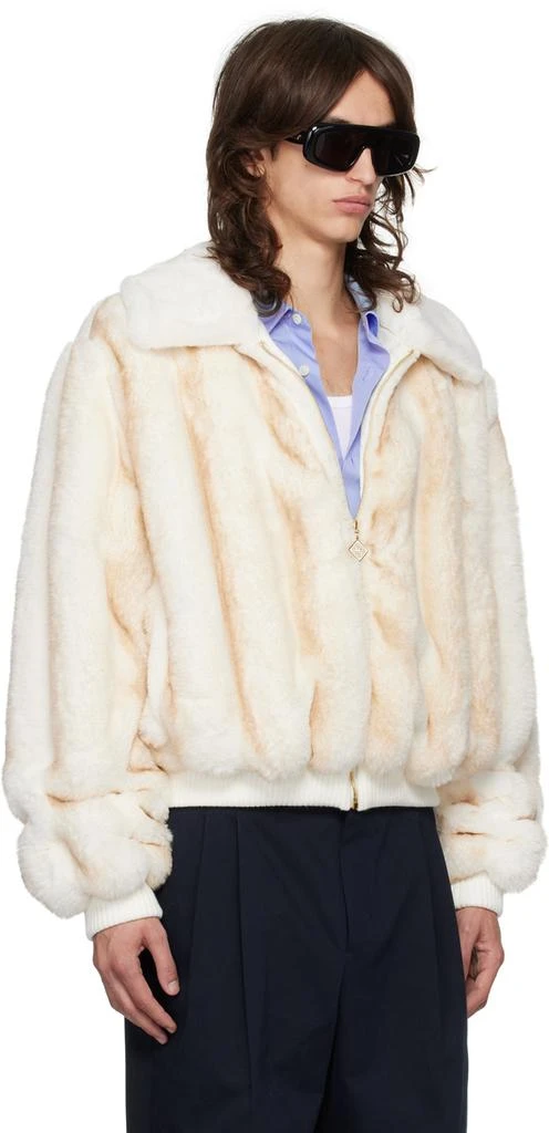 Casablanca Off-White Faux-Fur Bomber Jacket 2