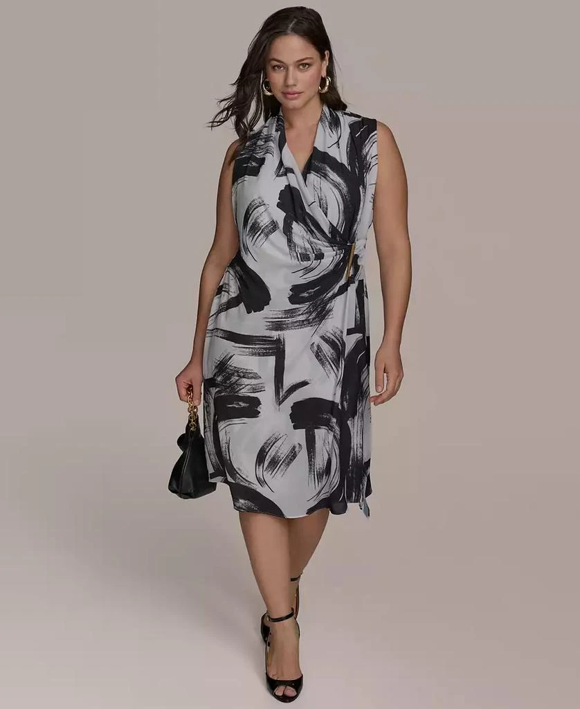 grey wrap dress plus size Women's Plus Size Serena Satin Long Sleeve Wrap Dress