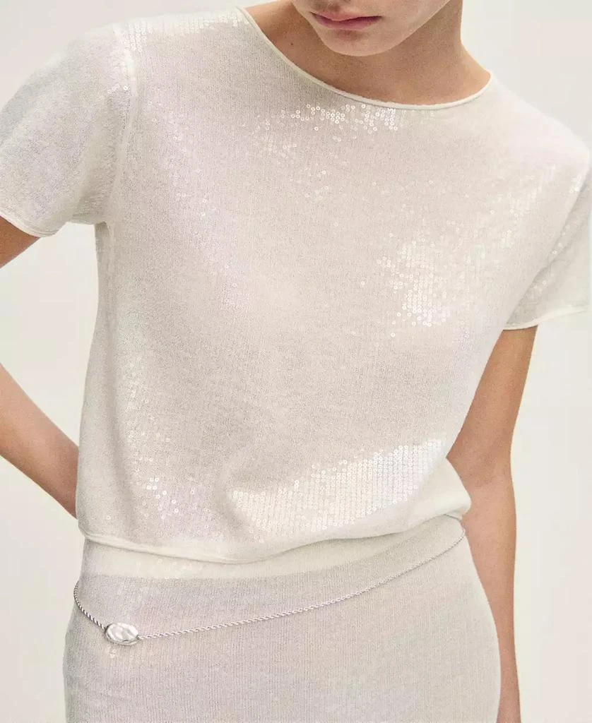 Mango Women's Short-Sleeved Sequin Knitted Sweater 7