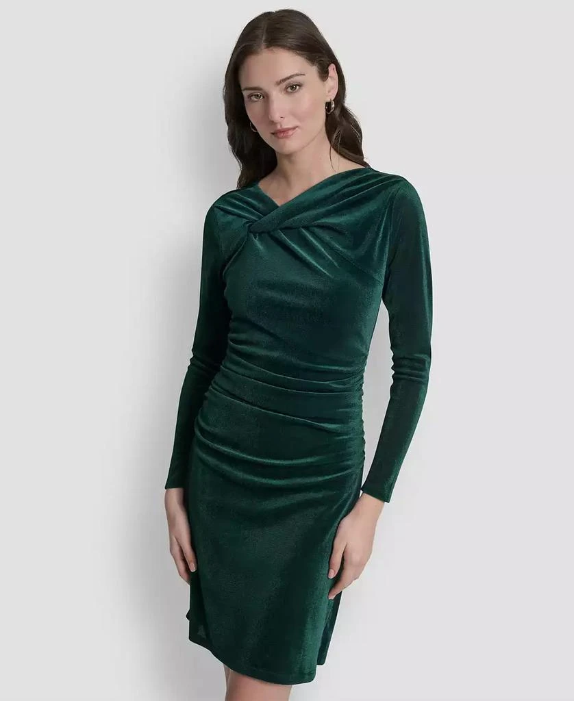 DKNY Women's Long Sleeve Asymmetrical Neck Sheath Dress - Pine Grove - Size 8 DKNY Women's Long Sleeve Asymmetrical Neck Sheath Dress - Pine Grove - Size 8