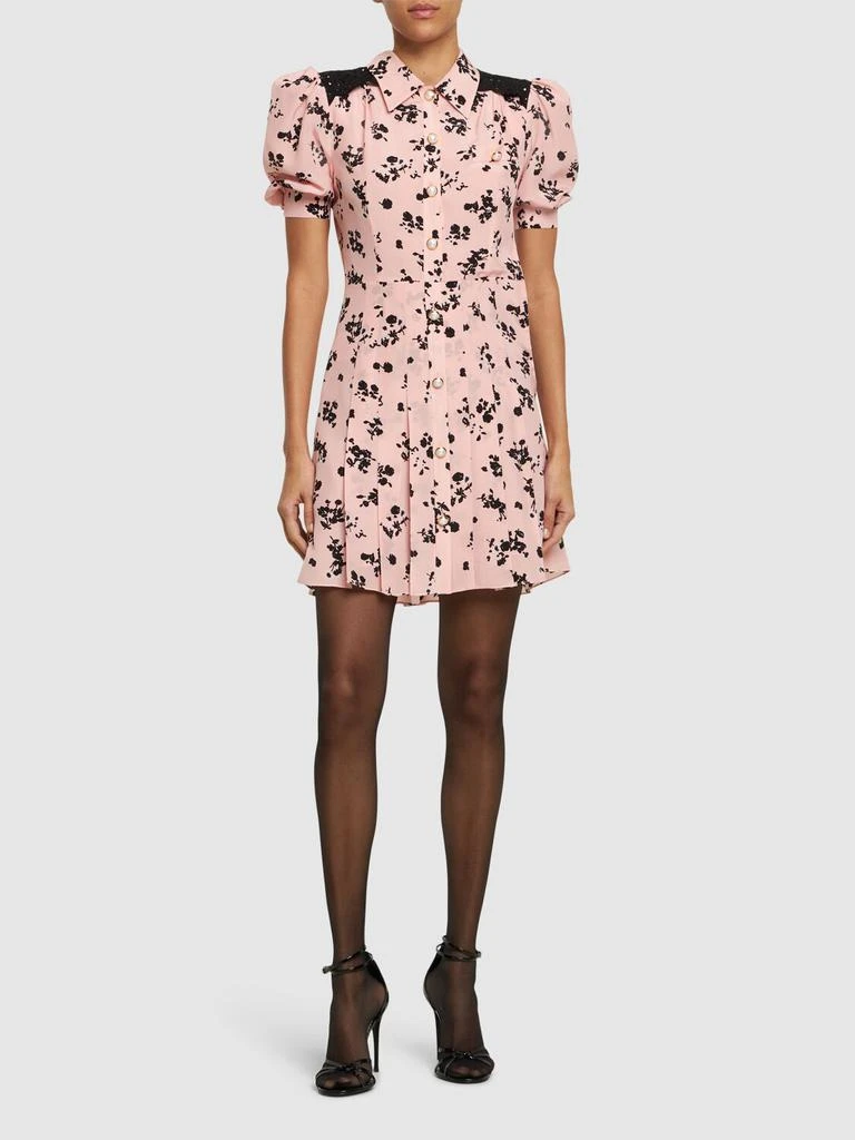 ALESSANDRA RICH Printed Silk Short Sleeve Mini Dress 1