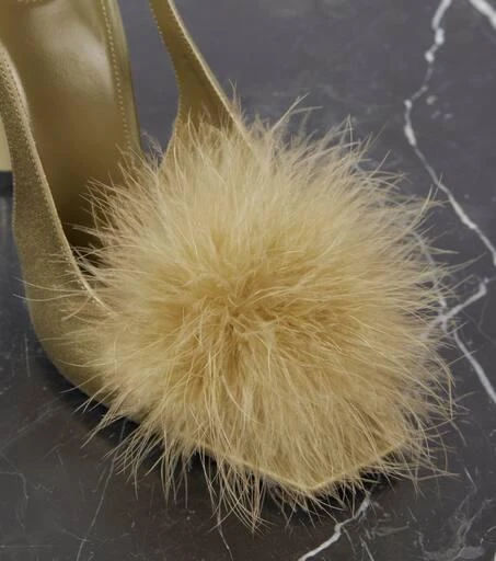 Yves Saint Laurent Paradis 110 feather-trimmed satin sandals 5