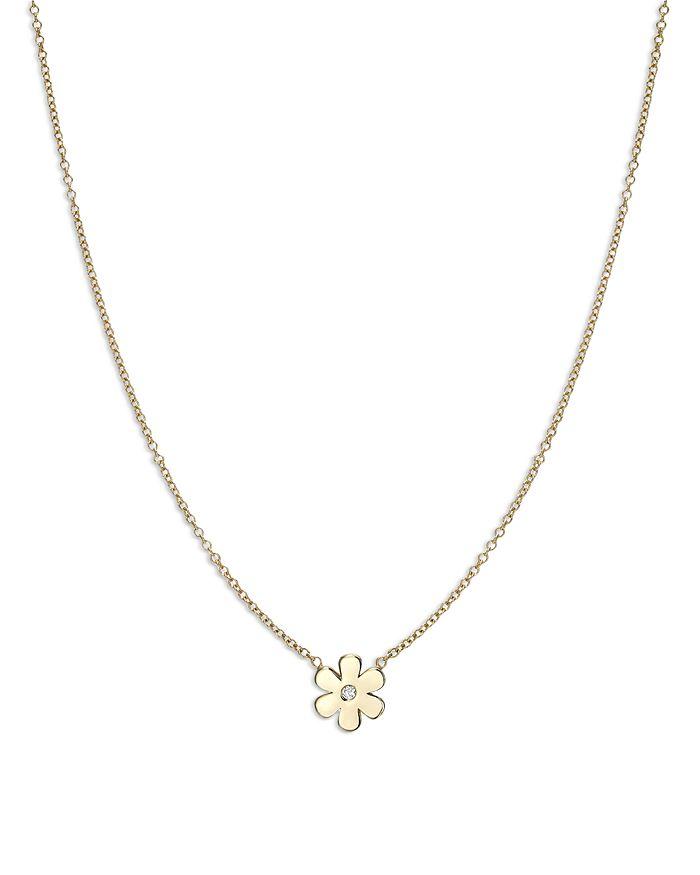 Zoe Lev 14K Yellow Gold Diamond Flower Pendant Necklace, 16-18"