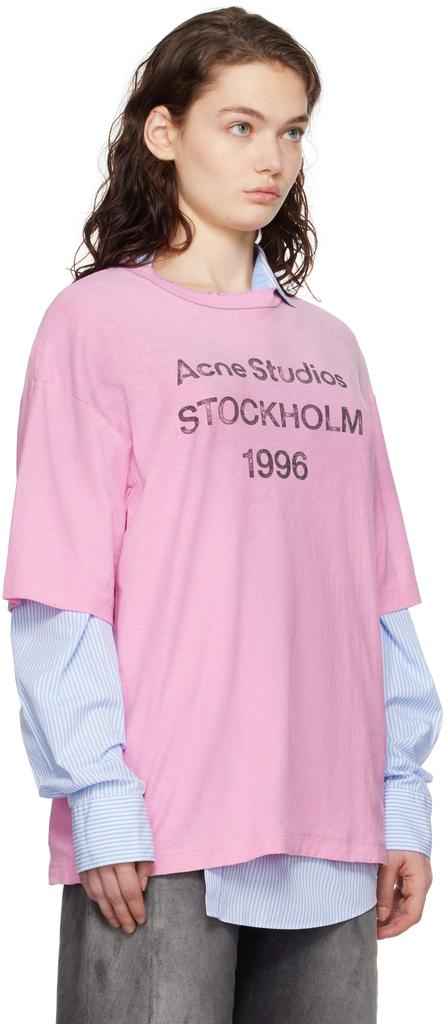 Acne Studios Pink Relaxed Fit Logo T-shirt