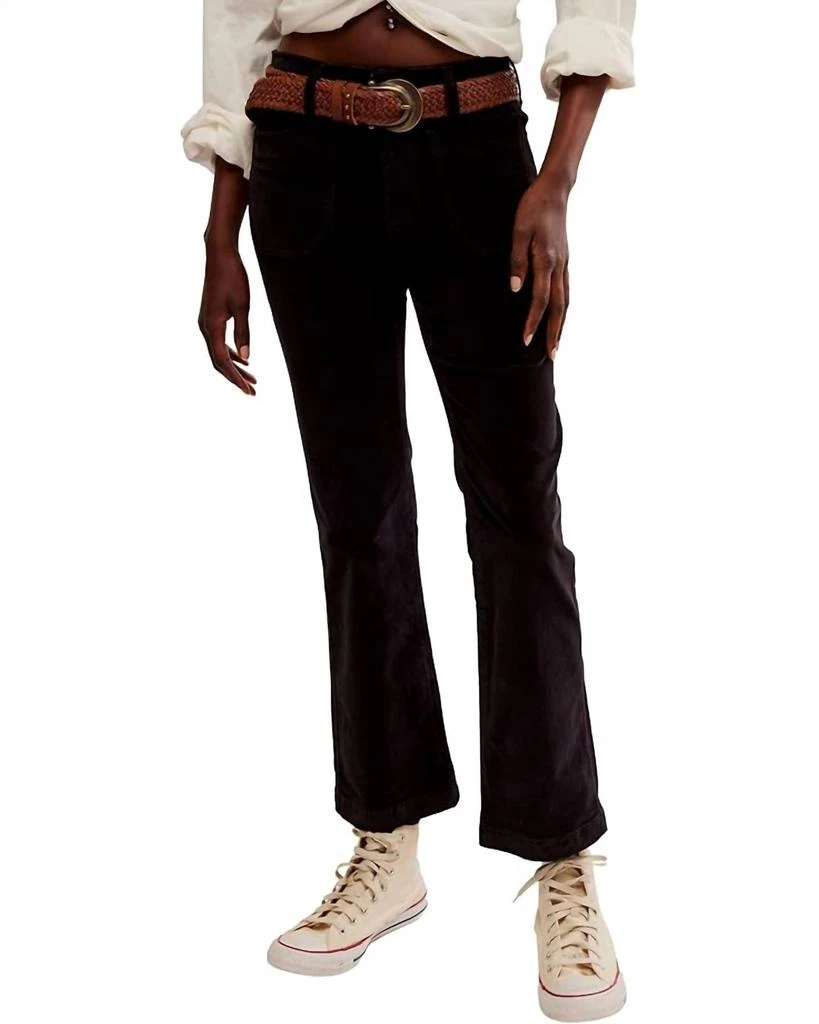 Free People High Time Kick Flare Velvet Pants In Black 1