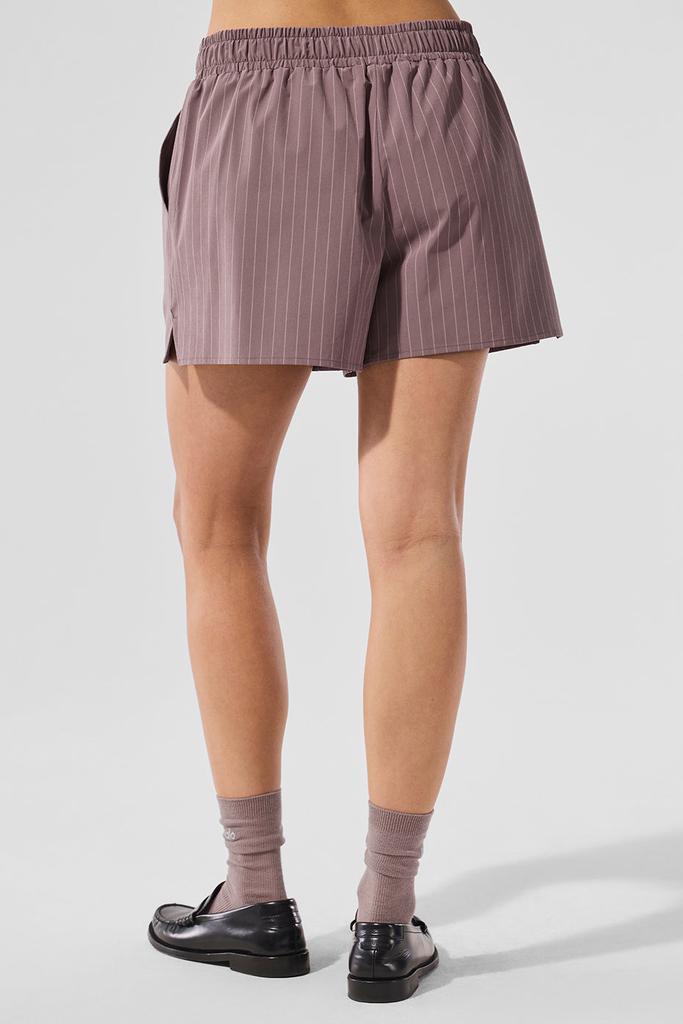 Alo Pinstripe Daylight Boxer Short - Mushroom/Ivory