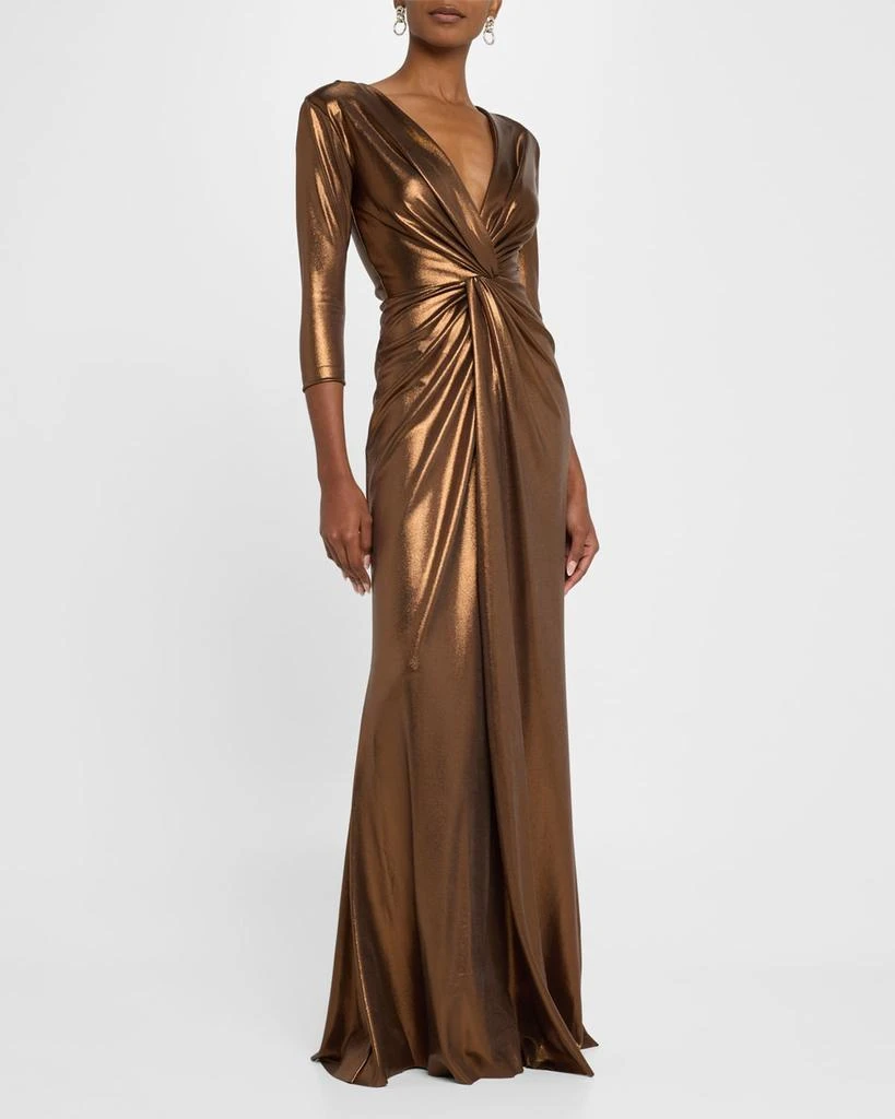 Chiara Boni Deep V-Neck Metallic Twist Gown 2
