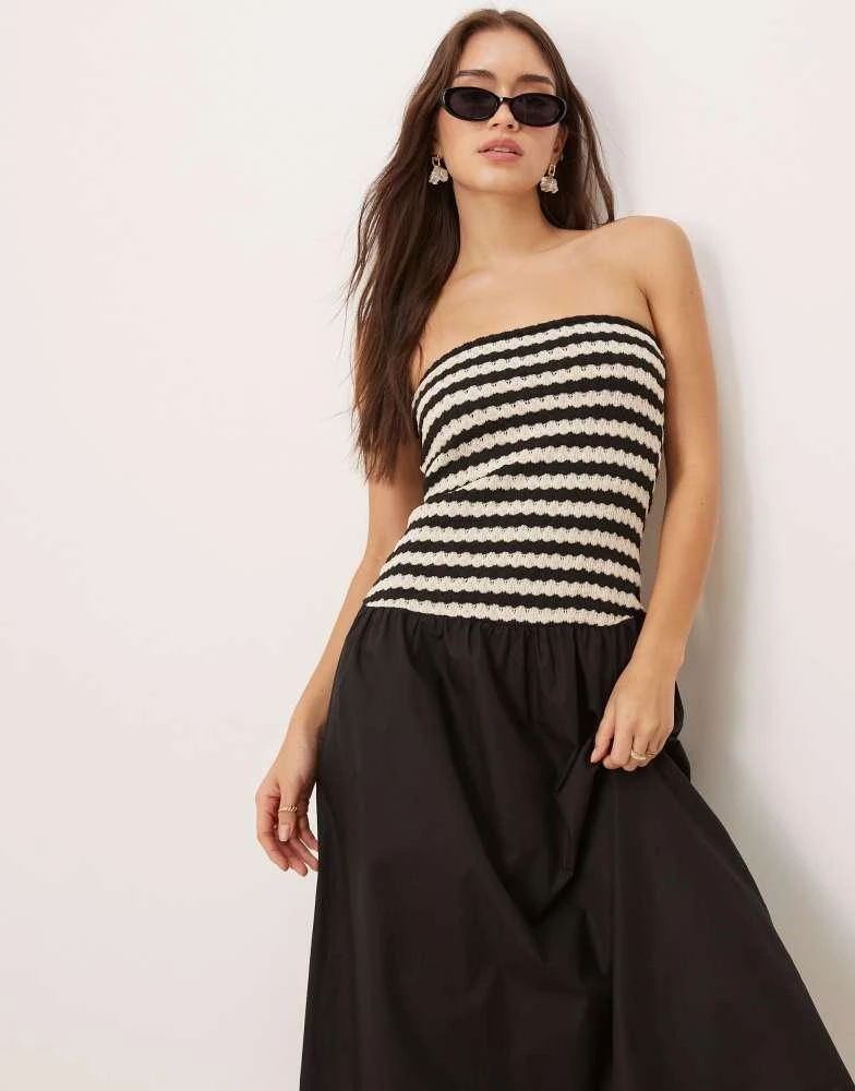 Shop Mango cotton crochet stripe bodice midaxi dress in black on Sale at  BeyondStyle  Get 11% Off Mango cotton crochet stripe bodice midaxi dress  in black with Limited-Time Flash Deals, Exclusive