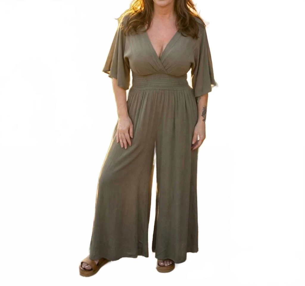 FINAL TOUCH Summer Muse Jumpsuit In Olive